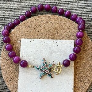 Anthropologie Purple and Gold Bracelet with Starfish Charm